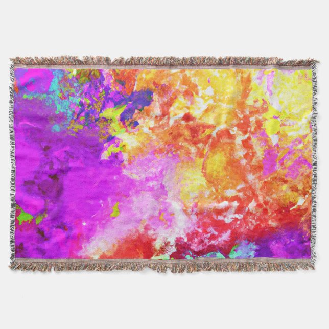 Artistic Abstract Color Explosions Throw Blanket (Front)