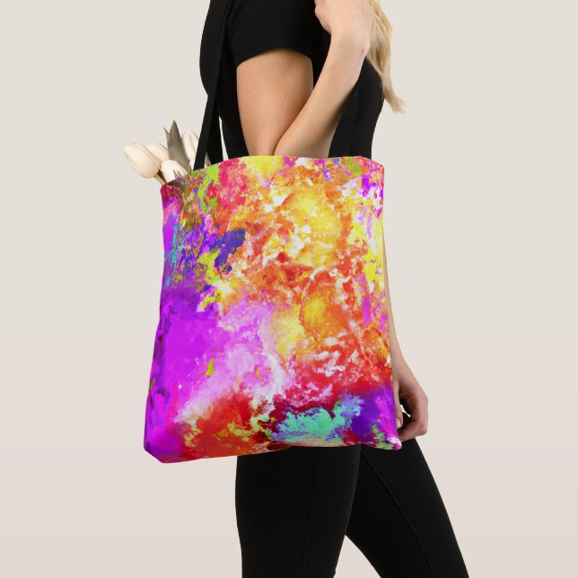 Artistic Abstract Color Explosions Tote Bag (Close Up)