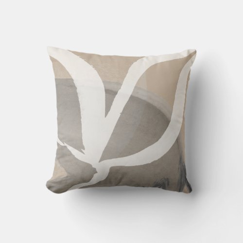 Artistic Abstract Design  Beige Gray  White Throw Pillow