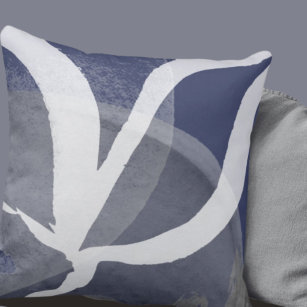 Artistic Abstract Design   Blue Gray & White Throw Pillow