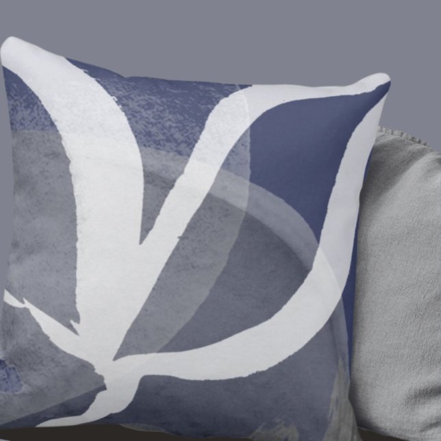 Artistic Abstract Design | Blue Gray & White Throw Pillow (Creator Uploaded)