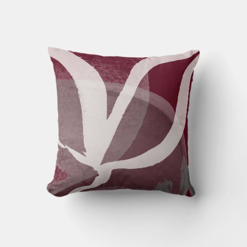 Artistic Abstract Design  Burgundy Gray  White Throw Pillow