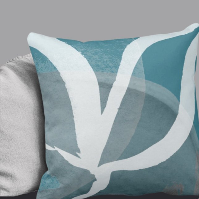 Artistic Abstract Design | Turquoise Gray & White Throw Pillow (Creator Uploaded)