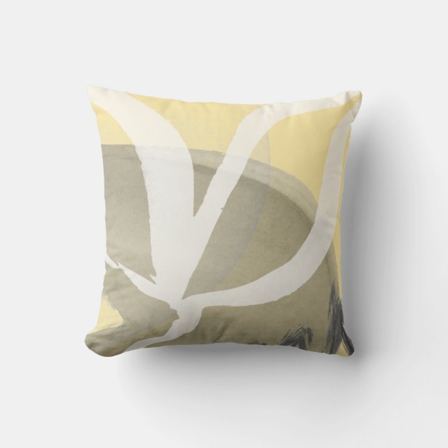 Artistic Abstract Design | Yellow Gray & White Throw Pillow (Front)