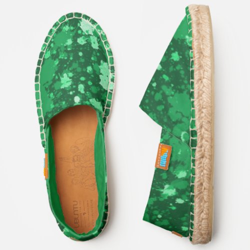 Artistic Abstract Green Watercolor Paint Splatters Espadrilles