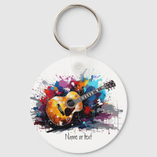 Artistic Abstract Guitar Music Lover's Art Keychain