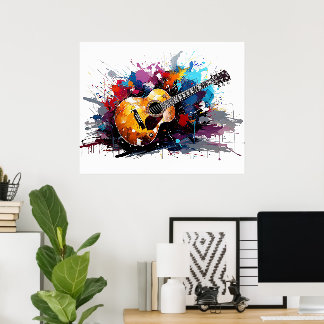Artistic Abstract Guitar Music Lover's Art Poster