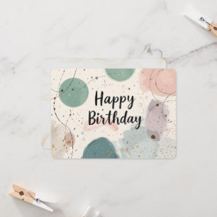 Artistic Abstract Happy Birthday Card Pastel Tones