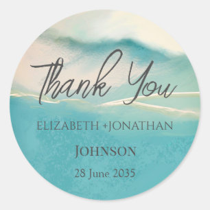 Artistic Abstract Landscape Wedding Thank You Classic Round Sticker