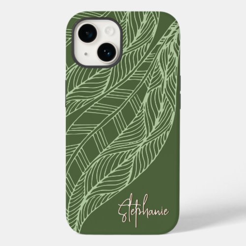 Artistic Abstract Leaf  Pattern  Name Green Case_Mate iPhone 14 Case