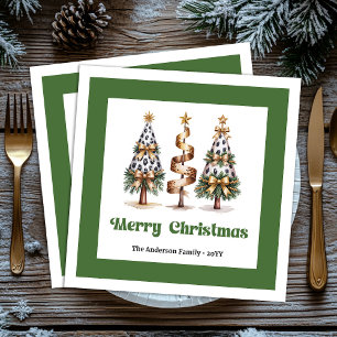 Artistic abstract leopard Christmas tree dinner Paper Dinner Napkins