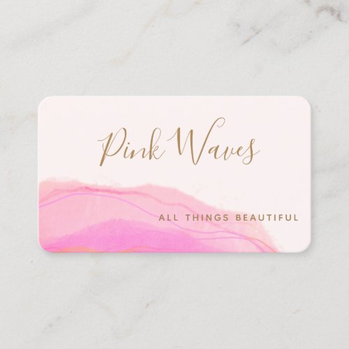Artistic Abstract Magenta Pink Watercolor  Busines Business Card