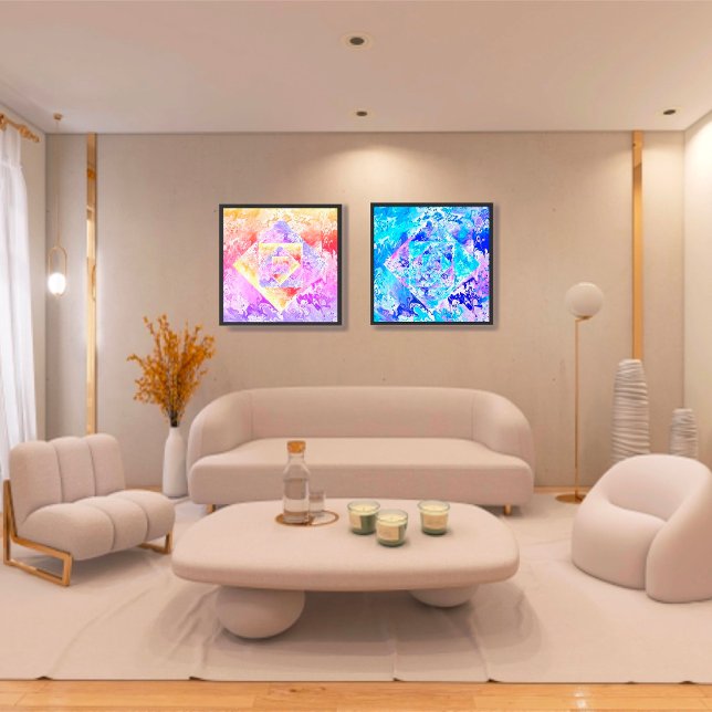 Artistic Abstract Marble Vibrant Geometric Shapes Wall Art Sets (Creator Uploaded)