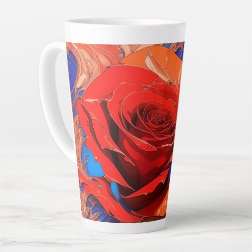 Artistic Abstract Marbled Rose   Latte Mug