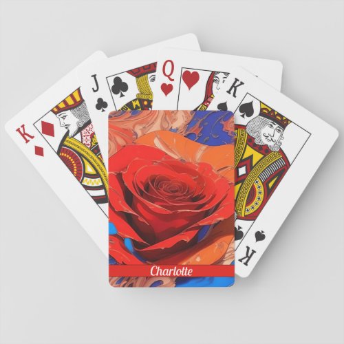Artistic Abstract Marbled Rose   Playing Cards