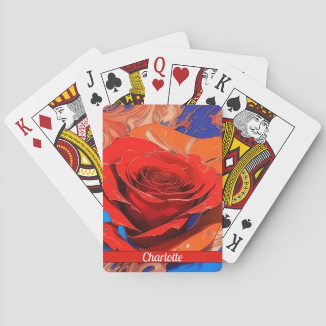 Artistic Abstract Marbled Rose   Poker Cards (Back)