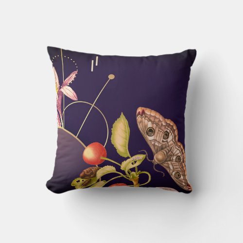 Artistic Abstract Nature Scene  Peacock Butterfly Throw Pillow