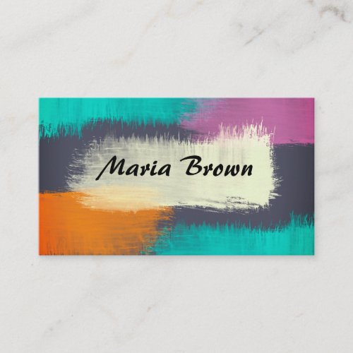 artistic abstract paint stroke design colorful business card