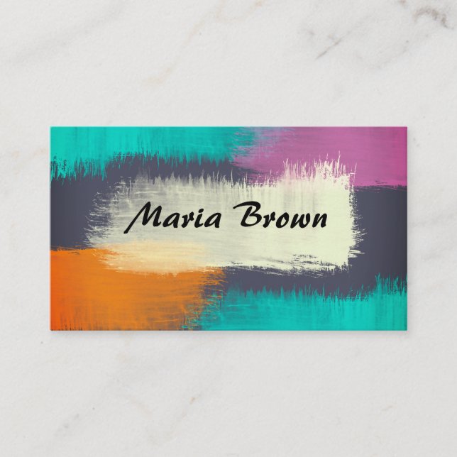 artistic abstract paint stroke design colorful business card (Front)