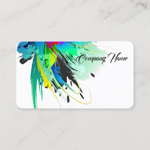 Artistic Abstract Peacock Paint Splatters Business Card
