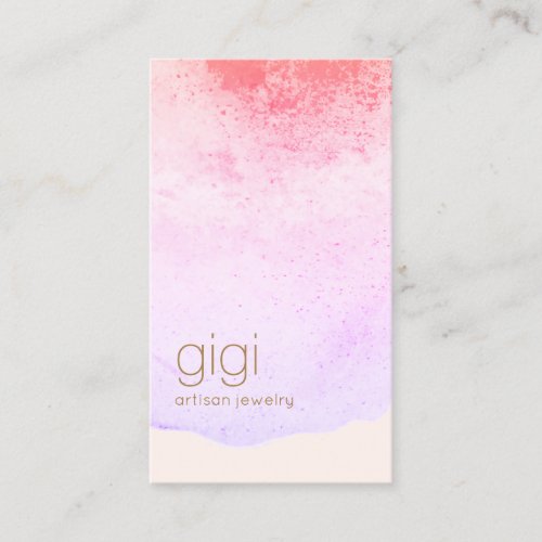 Artistic Abstract Pink Lavender  Watercolor Business Card