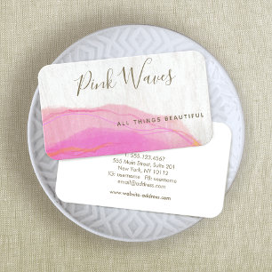 Artistic Abstract Pink Watercolor Wood  Business C Business Card