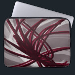 Artistic Abstract Ribbons | Gray & Burgundy Laptop Sleeve<br><div class="desc">Modern laptop sleeve features an artistic abstract ribbon composition with shades of burgundy and grey with white accents on a gray background. The abstract composition is built on combinations of repeated ribbons, which are overlapped and interlaced to form an intricate and complex abstract pattern. The gray, burgundy, white and wine...</div>
