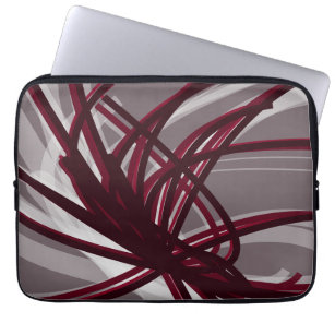 Artistic Abstract Ribbons   Gray & Burgundy Laptop Sleeve