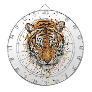 Artistic Abstract Splatter Tiger Face Wildlife Dart Board