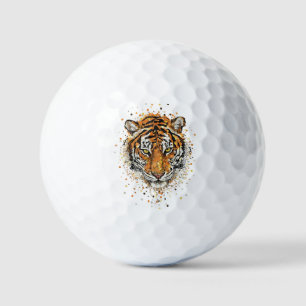 Artistic Abstract Splatter Tiger Face Wildlife Golf Balls