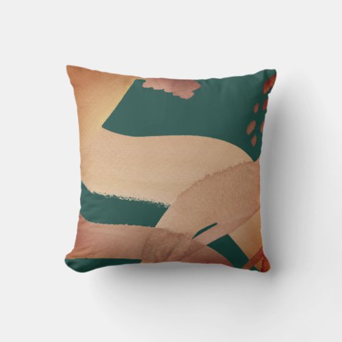 Artistic Abstract  Teal  Orange Color Palette Throw Pillow