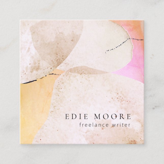 Artistic Abstract Watercolor Art Square Square Business Card (Front)