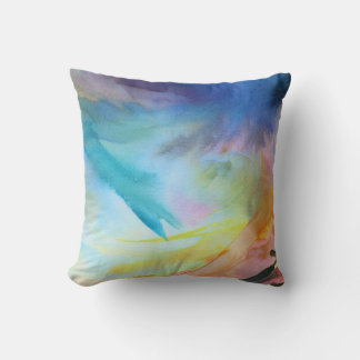 Artistic abstract watercolor painting throw pillow
