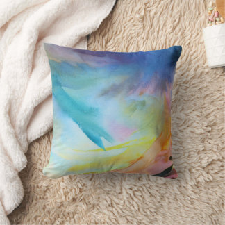Artistic abstract watercolor painting throw pillow