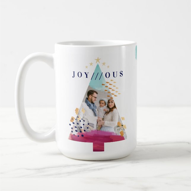 Artistic Abstract Watercolors Christmas Tree Photo Coffee Mug (Left)