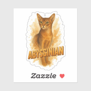 Artistic Abyssinian Cat Illustration Watercolor Sticker
