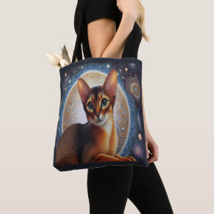 Artistic Abyssinian Cat,  Modern Abyssinian Kitten Tote Bag