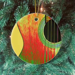 Artistic Acoustic Guitar Christmas Ornament