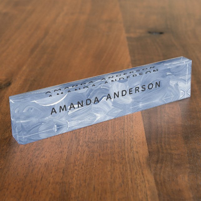 Artistic Acrylic Brushstrokes Personalized   Desk Name Plate (Side)
