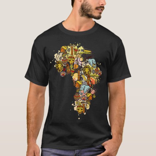 Artistic african map black history month African A T_Shirt