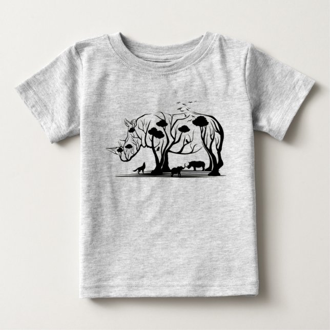 Artistic African Rhino Tree Art Wild Nature Baby T-Shirt (Front)
