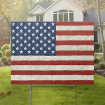 Artistic American Flag - Hand Sketched Art Sign