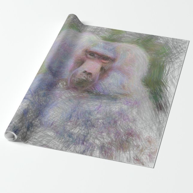 artistic animal baboon wrapping paper (Unrolled)