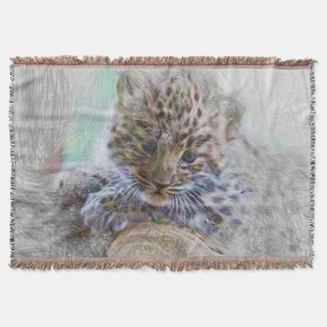 artistic animal baby leopard throw blanket (Front)