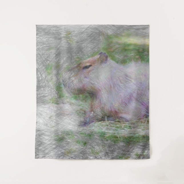 artistic animal capybara tapestry (Front)