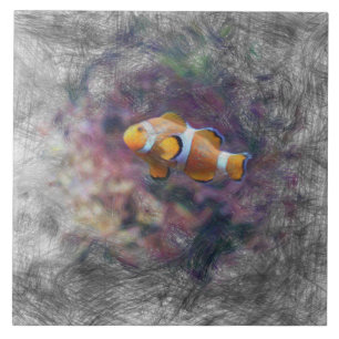 artistic animal clown fish ceramic tile