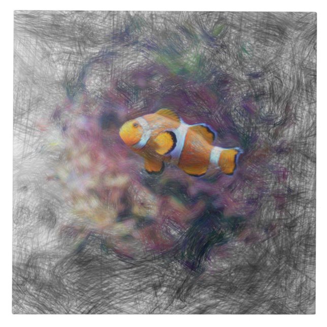 artistic animal clown fish ceramic tile (Front)