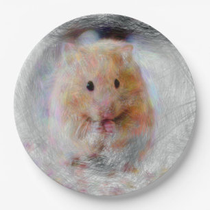 artistic animal hamster paper plates