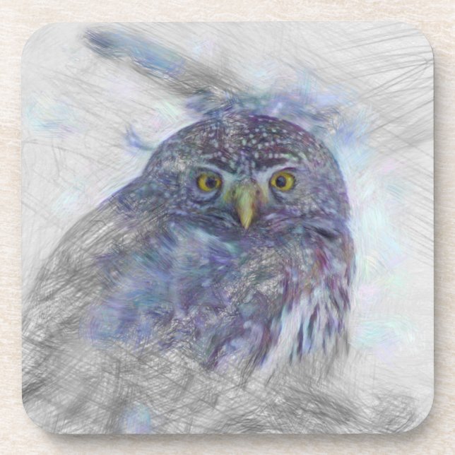 Artistic Animal  Owl Beverage Coaster (Front)