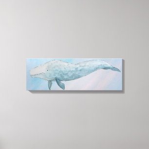 Artistic Animal Watercolor Blue Whale Canvas Print